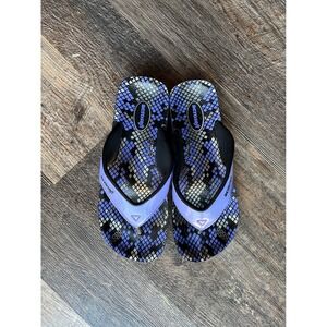 Aerosoft Flip Flops Comfort Thong Sandals Purple Snake Print Women's 7